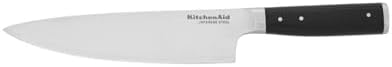 KitchenAid Gourmet Forged Triple Rivet Chef Knife with Custom-Fit Blade Cover, 8-inch, Sharp Kitchen Knife, High-Carbon Japanese Stainless Steel Blade, Black