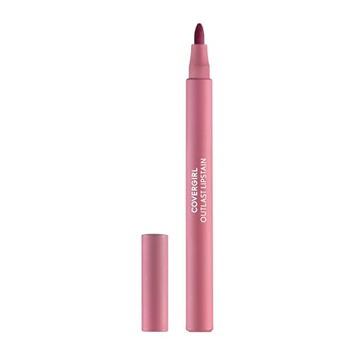 COVERGIRL Outlast, 20 Admire, Lipstain, Smooth Application, Precise Pen-Like Tip, Transfer-Proof, Satin Stained Finish, Vegan Formula, 0.06oz
