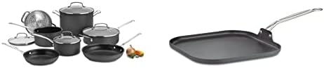 Cuisinart Chef's Classic Nonstick Hard-Anodized 11-Piece Cookware Set,Black & 630-20 Chef's Classic 11-Inch Square Griddle Nonstick-Hard-Anodized