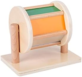 Montessori Baby Toys Play Kit Montessori Mirror Peekaboo Knob Puzzle, Medium Spinning Drum and Rainbow Fabric Ball Kit Toys for 6-12Months Toddlers