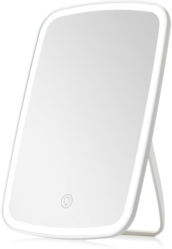 Rechargeable Makeup Mirror with Lights, Portable Travel Lighted Vanity Mirror, Dimmable Touch Screen Tabletop LED Make up Mirror