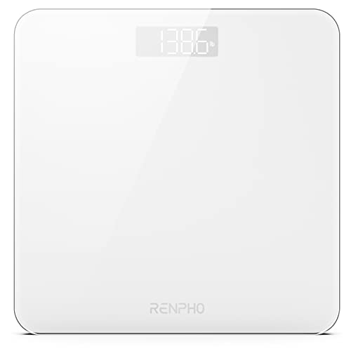 RENPHO Digital Bathroom Scale, Highly Accurate Core 1S Body Weight Scale with Lighted LED Display, Round Corner Design(11"/280mm, White)