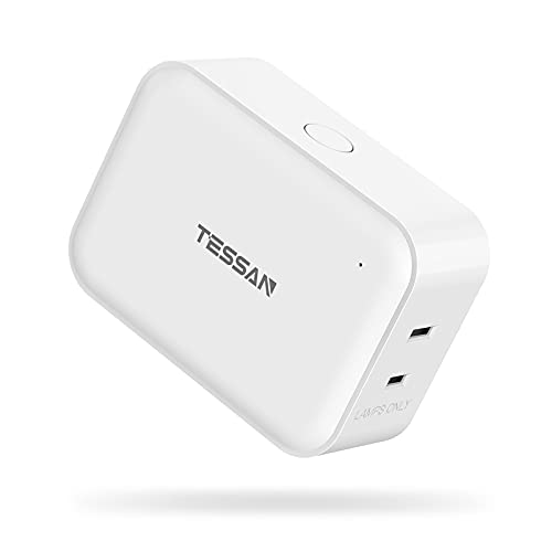 Smart Dimmer Plug for Lamp and String Lights, TESSAN Dimmable WiFi Plug Compatible with Alexa, Google Home, with Voice Control, Schedule Timer, Remote Control, 2 Outlets and Max Power 300W