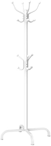 Pipishell Coat Rack with 14 Hooks, White