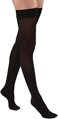 JOBST Relief Thigh High Graduated Compression Stockings 15-20mmHg - Comfortable Unisex Design with Silicone Dot Band - Closed Toe, Black, Small