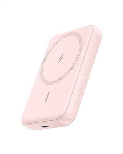 Anker 321 MagGo Battery (PowerCore Magnetic 5K), 5,000mAh Magnetic Wireless Portable Charger, Compatible with iPhone 15/15 Plus/15 Pro/15 Pro Max, iPhone 14/13/12 Series (Pink)