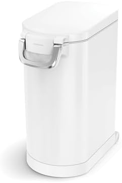 simplehuman 30 Liter, 32 lb / 14.5 kg Large Pet Food Storage Container for Dog Food, Cat Food, and Bird Feed, White