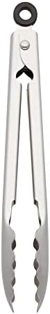KitchenAid Gourmet Stainless Steel Serving Tongs with Hang Hook and Secure Closing Lock, 9 Inch, Stainless Steel
