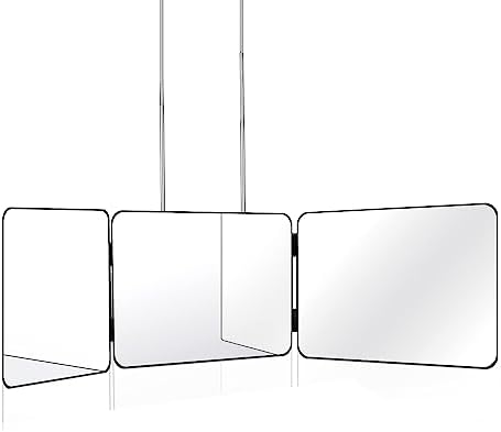 JANMPASK 3 Way Mirror for Self Hair Cutting Tools with Height Adjustable Mirror 360 Trifold Mirror for Makeup to See Back of Head (Black)