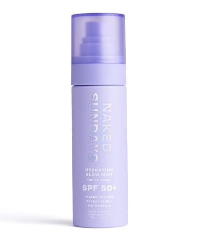 Naked Sundays SPF50+ Hydrating Glow Mist - Daily Face Sunscreen & Setting Spray, Lightweight & Non-Greasy, Hydrating Fine Mist with Hyaluronic Acid for All Skin Types, Makeup-Friendly (75ml)