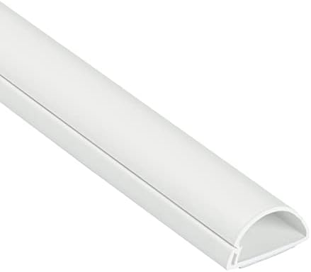 D-Line 15.7in TV Cord Hider, Patented Half Round Cable Cover, Hide Wall Mount TV Wires, Hinged One-Piece Cable Concealer, Adhesive, Decorative Raceway - 1.18in W x 0.59in H x 15.7in L - White