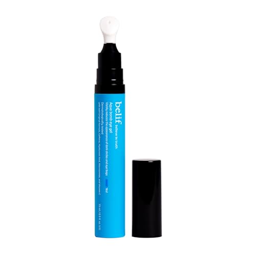 belif Aqua Bomb Cooling Eye Gel - Caffeine & Hyaluronic Acid for Puffiness & Hydration, Niacinamide & Vitamin C for Dark Circles, Adenosine & Collagen for Plumping & Firming, Korean Skin Care