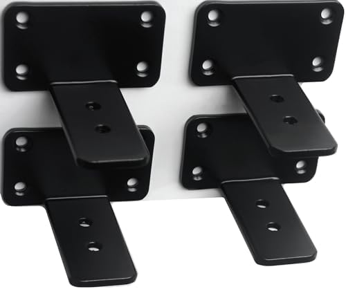 4 Pack - 3 inch Black Hidden L Shelf Bracket (1/5 Inch Thicked) Iron Shelf Brackets, Metal Shelf Bracket, Industrial Shelf Bracket, Modern Shelf Bracket, Metal L Brackets for Shelves Support