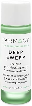 Farmacy 2% Salicylic Acid Toner for Face - Deep Sweep Gentle BHA Exfoliant for Oily Skin - Refines Texture with Papaya Enzymes & Moringa Water for a Healthy-Looking Complexion (50ml)