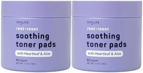 SpaLife Beauty Rest & Reset Toner Pads – for Uneven Skin Tone, Redness, Clogged Pores, Dehyrated Skin with Aloe, Heartleaf, & Purslane – Toner Pads for Face, Face Pads, Pre-Soaked Pads