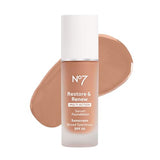 No7 Restore & Renew Multi Action Serum Foundation - Wheat - Liquid Foundation Makeup with Vitamin C, Vitamin E & Collagen for Face - Beauty Skin Serum Formula with Medium Coverage (30ml)