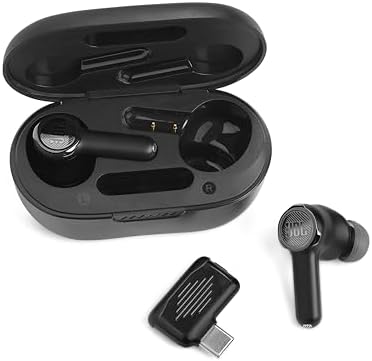 JBL Quantum TWS - True Wireless Noise Cancelling Gaming Earbuds, Fast Pair Dual Source, 6 beamforming mics, IPX4 Water Resistant, Up to 8hrs Playtime with 16hr of Backup in The case (Black)