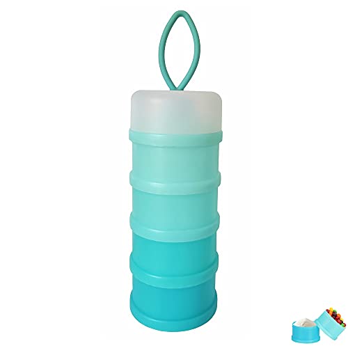 Baby Milk Powder Formula Dispenser, Non-Spill Portable and Stackable Formula Travel Container, 4 Layers Twist Lock Snack Storage Container for Protein Powder, Nuts, Small Fruit, BPA Free