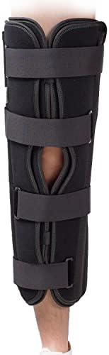 3-Panel Knee Immobilizer Full Leg Support Brace, Aluminum alloy Straight Knee Splint - for Knee Pre-and Postoperative & Injury or Surgery Recovery (Update Size S)