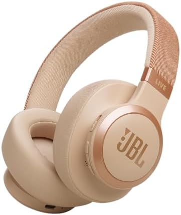 JBL Live 770NC - Wireless Over-Ear Headphones with True Adaptive Noise Cancelling with Smart Ambient, Up to 65 Hours of Battery Life, Comfort-fit Fabric Headband & Carrying Pouch (Sandstone)