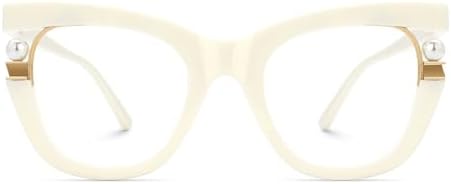 Zeelool Stylish Cat Eye Pearl Glasses Frame Women with Non-prescription Clear Lens ZJGX957054