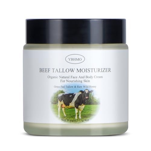 Beef Tallow Moisturizer,Beef Tallow for Skin,Organic Grass Fed Beef Tallow with Raw Honey Moisturizing Cream, Whole Body & Face Moisturizer（4oz）
