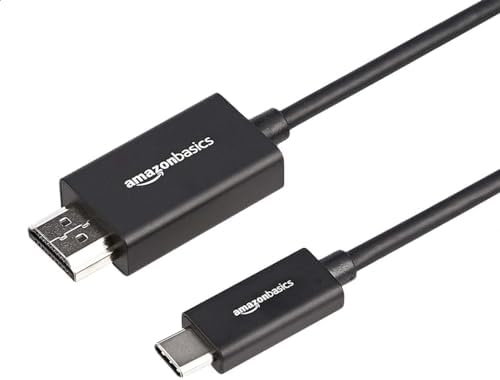 Amazon Basics Premium Aluminum USB-C (Source) to HDMI (Display) Cable Adapter (Thunderbolt 3 Compatible) 4K@60Hz, 6-Foot, Black