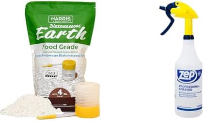 Harris Diatomaceous Earth Food Grade, 4lb with Powder Duster and Zep Professional Sprayer Bottle 32oz