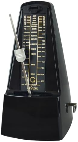 GLEAM Metronome - Mechanical Spring Power with Free Bag for Piano Guitar Violin Drums and Other Instruments Loud Sound Black