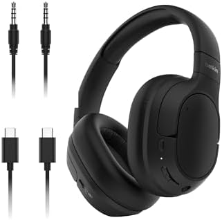 Belkin SoundForm Isolate Bluetooth Over-Ear Headphones - Hybrid Active Noise Cancelling Headphones - Wireless w/ 60H Playtime, Fast Charging & CloudCushion Ear Cups for Travel, Home, or Office - Black