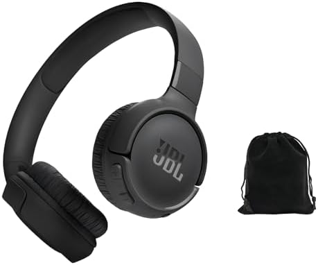 JBL Tune 525BT Wireless Over-Ear Headphones – Experience Deep Bass and Seamless Connectivity - 57H Battery Life - Speed Charge - Bluetooth 5.3 - Includes Storage Pouch, Black, Tune525BT-Pouch