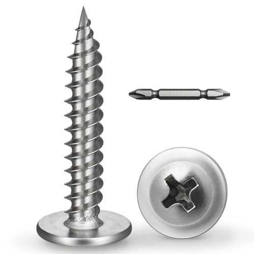 #8 x 3/4 Inch Wood Screws Phillips Modified Truss Head Stainelss Steel 410 Self Tapping Metal Screws,Silver(3Ib,650Pcs)