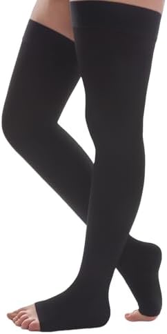20-30 mmHg Compression Stockings for Women and Men, Open Toe Thigh High Compression Socks, Best Support for Varicose Veins, Edema, DVT