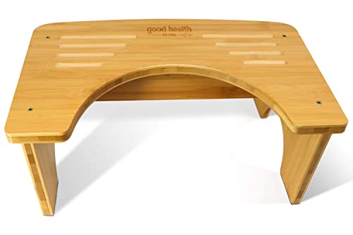 Squat Toilet Stool for Adults,Bamboo Poop Stool for Bathroom Sturdy and fits Easily,Waterproof and Non Slip Squat Stool Adult Bamboo Toilet Stool, 450 lbs Capability(7" Natural Color)