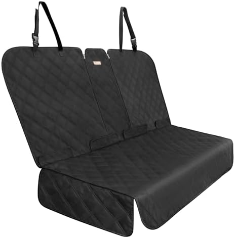 Back Seat Cover 60/40 Split Bench for Small Cars,SUVs,Trucks- 900D Waterproof Non Slip Car Seat Protector Great for Messy Kids and Drooling Pet Dogs(Black)