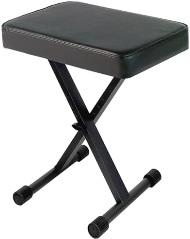 GLEAM Keyboard Bench Padded Cushion X-Style Height Adjustable 14.5-18.5in Piano Stool Bench Keyboard Chair Black