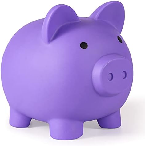 Piggy Bank, Unbreakable Plastic Money Bank, Coin Bank for Girls and Boys, Medium Size Piggy Banks, Practical Gifts for Birthday, Easter, Christmas (Purple)