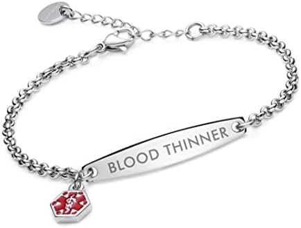 LinnaLove-Pre-engraved Simple Rolo chain Medical alert id bracelet for Women