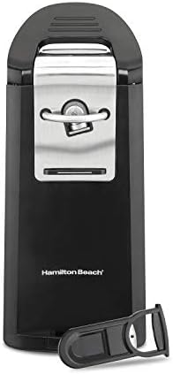 Hamilton Beach Smooth Touch Electric Automatic Can Opener Easy Push Down Lever, For All Standard-Size and Pop-Top, Extra Tall, With Bottle Opening Accessory and Built-In Knife Sharpener, Black