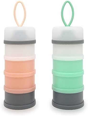 Baby Formula Dispenser, Portable Milk Powder Dispenser Container, Baby Feeding Travel Storage Container, formula mixer, formula holder, BPA Free, 4 Compartments, 2 Packs, dispensador de fórmula