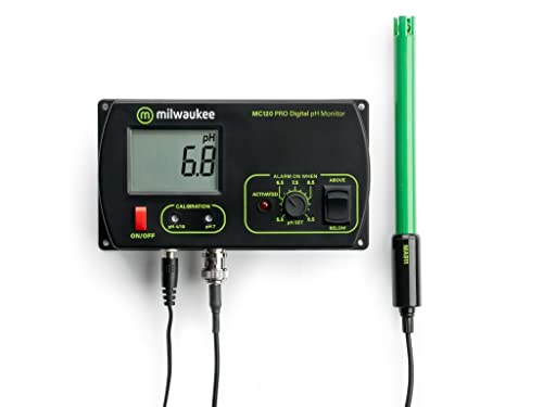 Milwaukee MC120 pH Monitor with Mounting Kit, 0.0 to 14.0 pH, +/-0.2 pH Accuracy, 5.5 to 9.5 pH Set Point