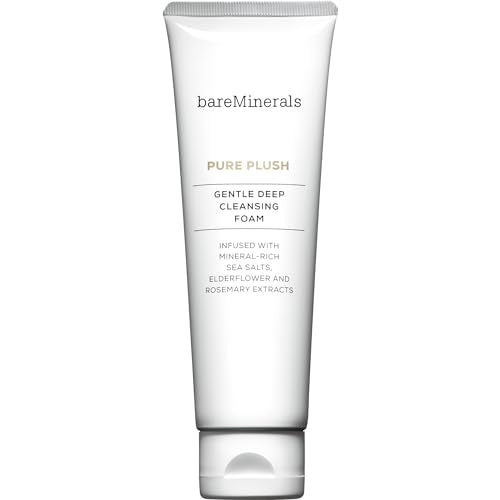 bareMinerals Pure Plush Gentle Deep Cleansing Foam, Nourishing and Smoothing Face Cleanser, Vegan, SLS-free formula