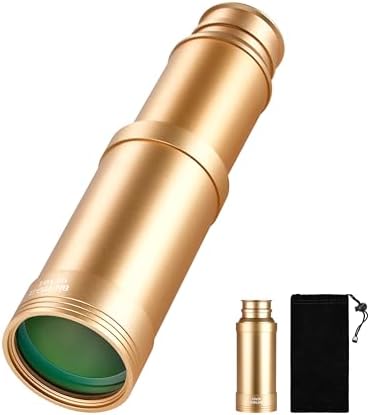 ESSLNB Pirate Monocular Telescope, 10x50 Handheld Collapsible Brass Telescope for Kids & Adults, Zoomable Portable Waterproof Spyglass Telescope Monocular for Bird Watching Games Travelling Hiking