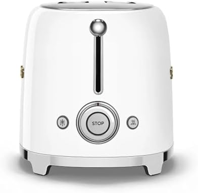 Smeg 2-Slice Toaster, Stainless Steel, OVO Collection, Two Slice Toaster with 6 Presets and Removable Crumb Tray (Glossy White)