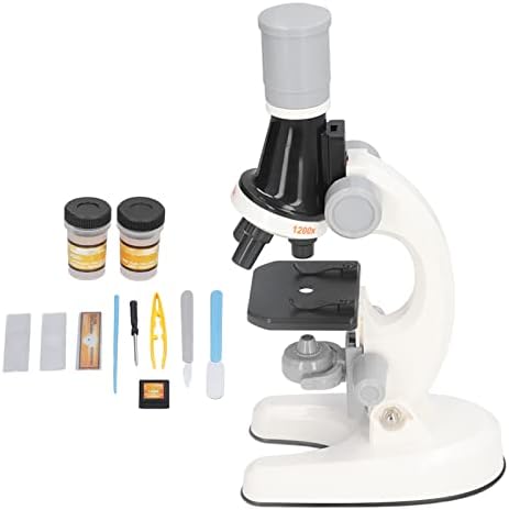 Kids Microscope, Children Microscope Plastic Clear Image for Home (White)
