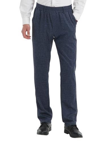 LETAOTAO Mens Elastic Waist Jeans Pants for Seniors Adaptive Mens Pants for Elderly with Zipper Fly (Dark Blue Denim,32W x 32L)