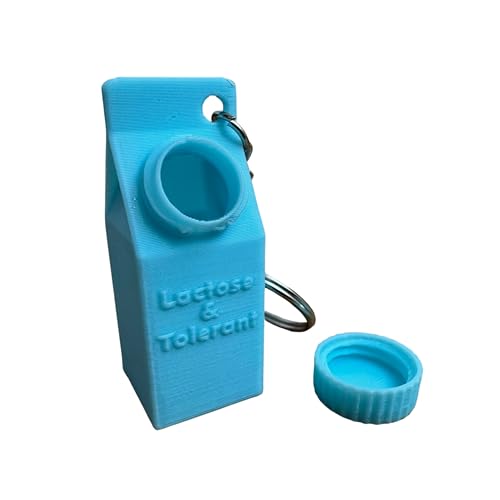 Lactose and Tolerant Pill Holder Milk Carton Keychain backpack purse handbag (Blue)