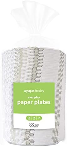 Amazon Basics Everyday Paper Plates, 8.62 Inch, Disposable, 300 Count