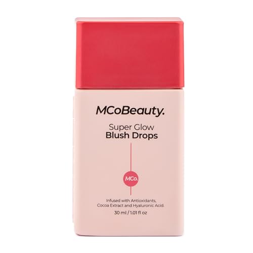 MCoBeauty Super Glow Blush Drops, Rose Pink, Luminous Flush for Radiant Cheeks, Vegan, Cruelty Free Cosmetics