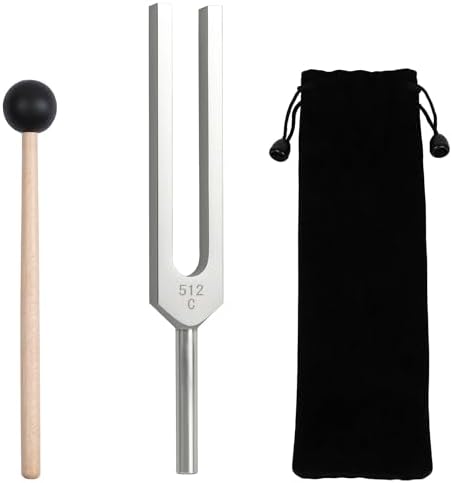 512hz Tuning Fork，Aluminum Alloy Tuning Fork With Accurate Frequency, with Silicone Hammer and Storage Bag,Suitable For Sound Therapy, Yoga, Meditation, And Relaxation